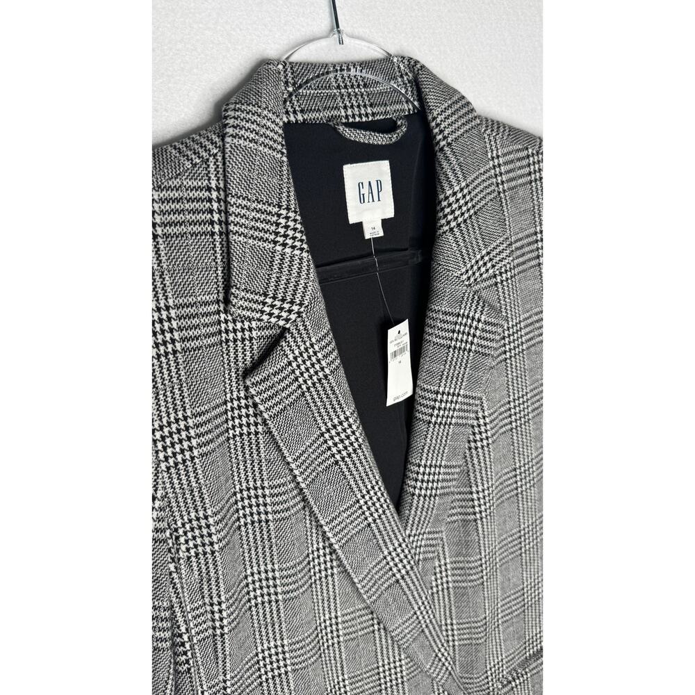 2018s GAP Glen Plaid Double Breasted Blazer Jacket Gray Black Size L/XL 14 NWT - Picture 8 of 15
